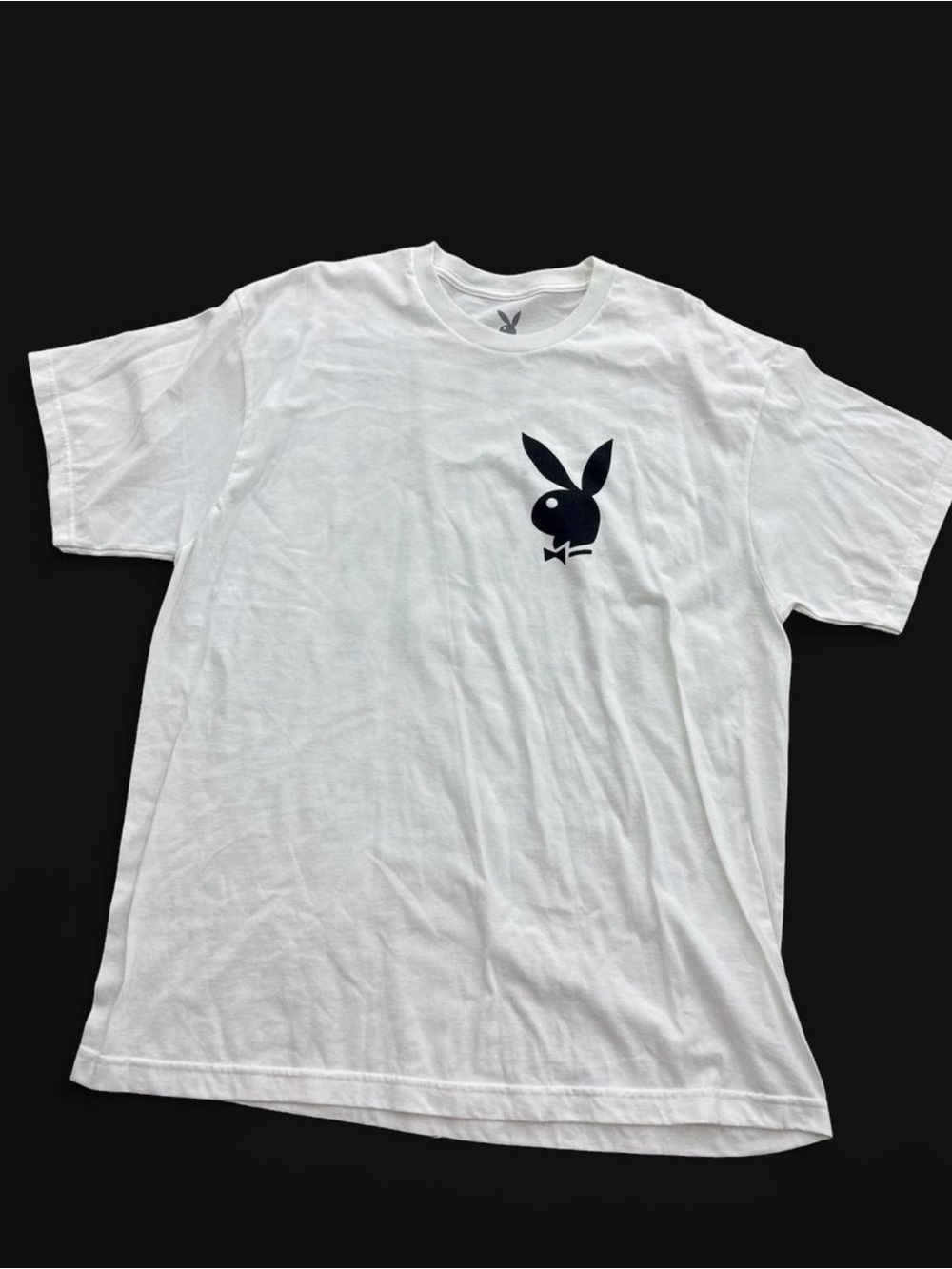 PLAYBOY White Short-Sleeve Tee with Black Bunny Logo